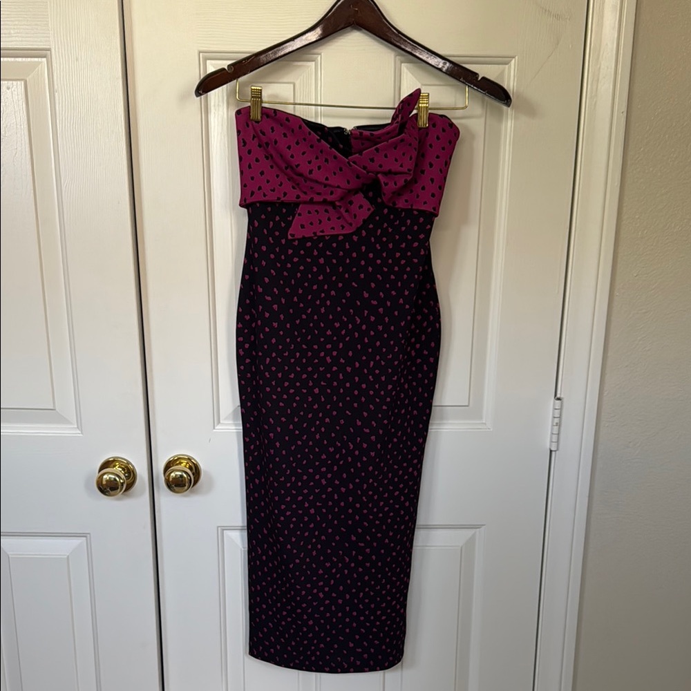 Elegant Black and Pink Polka Dot Dress